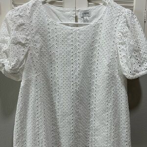 J. Crew Factory White Eyelet Blouse
